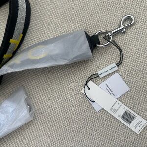 Marc Jacobs Logo Webbing Black and Silver Strap with Yellow Accents